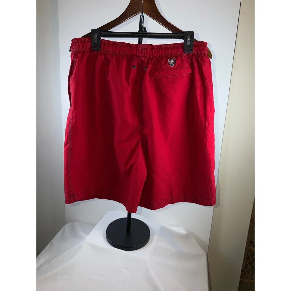 Nat Nasty Swim Trunks Mens Large Red‎ Elastic Waist Drawstring Board Shorts